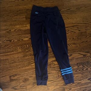 adidas Kids Navy Track Joggers with Light Blue Stripes